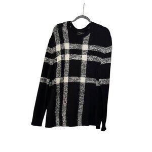 AllSaints Arkade Oversized Fit Black & White Plaid Wool Alpaca Blend Sweater Siz